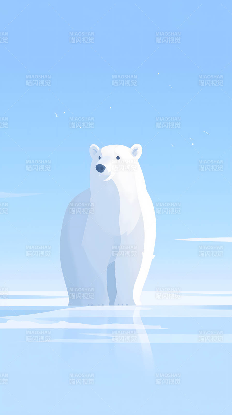 北极熊冰面简约风格图片