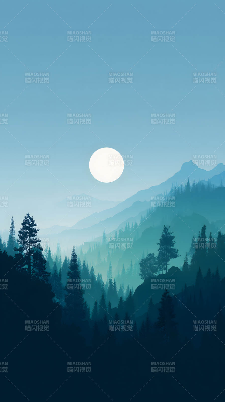 静谧山林月夜图片