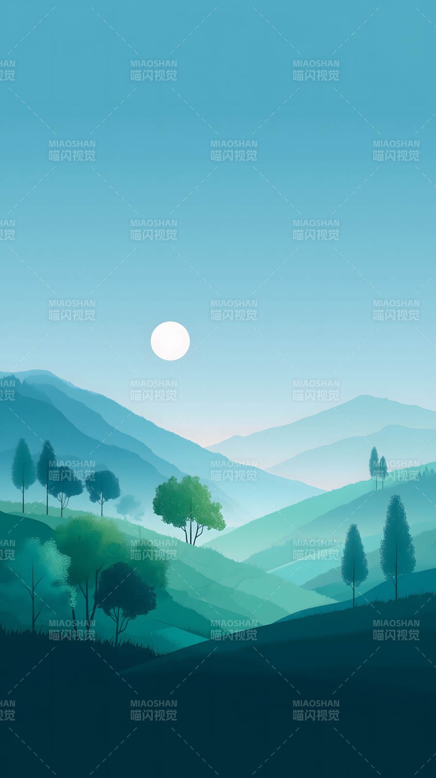 山峦月色下的静谧图片