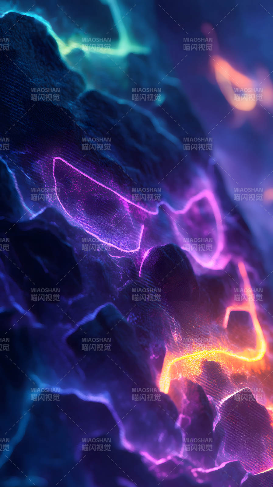 抽象霓虹科技山峰图片