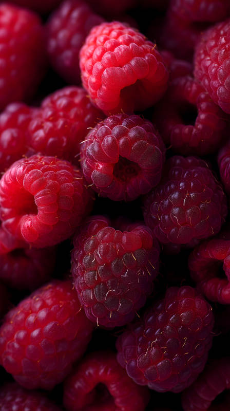 红艳欲滴的覆盆子特写图片