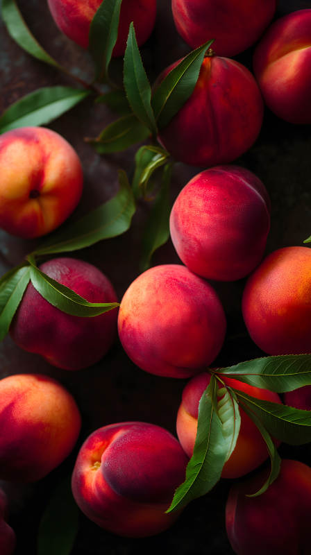 新鲜红艳的桃子特写图片