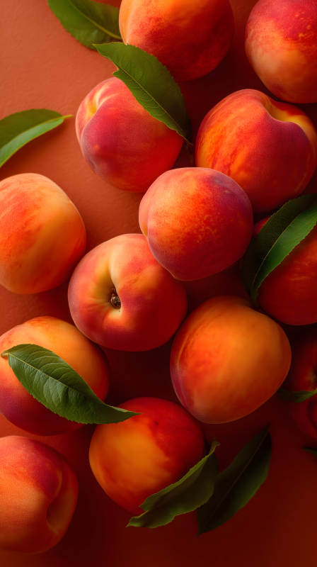 红润饱满的水蜜桃特写图片