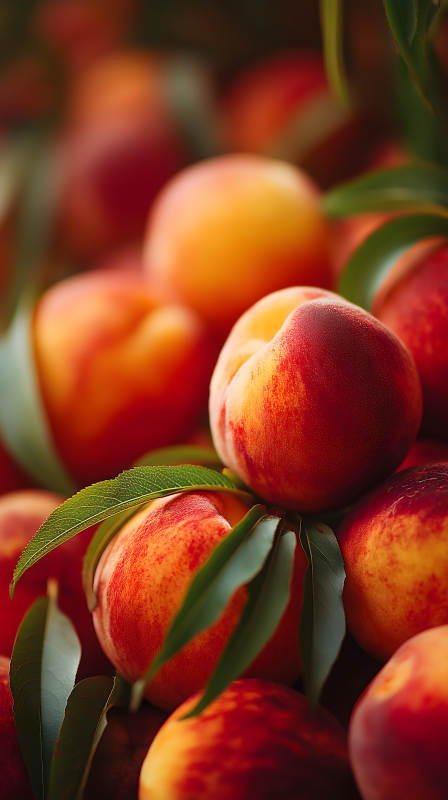 新鲜饱满的桃子特写图片