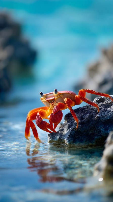 螃蟹岩石海边蓝天图片