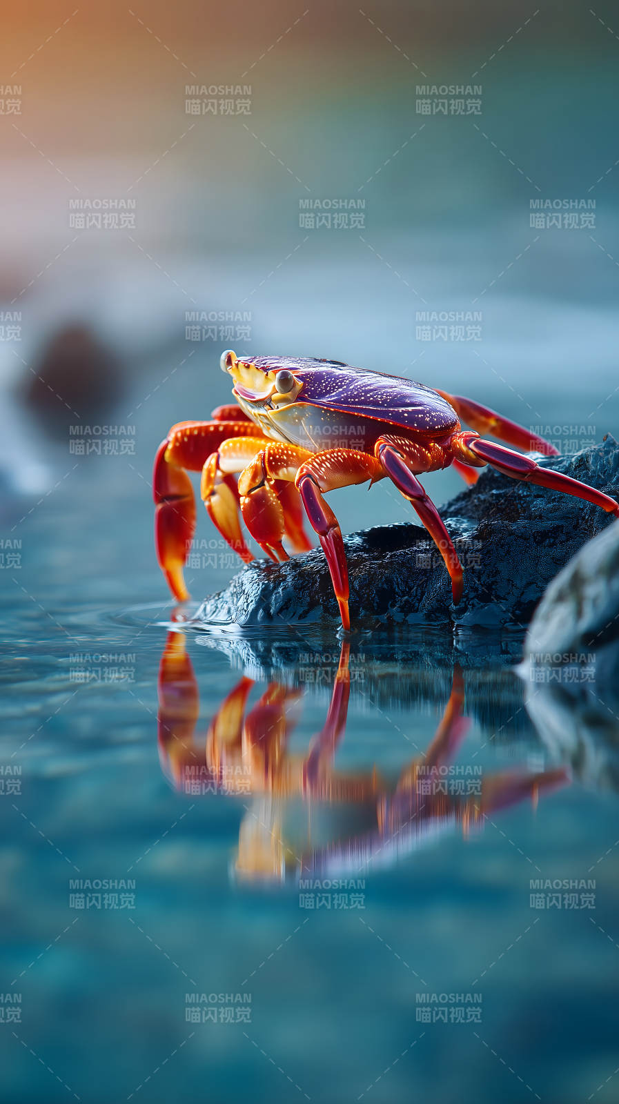 螃蟹戏水色彩绚丽图片
