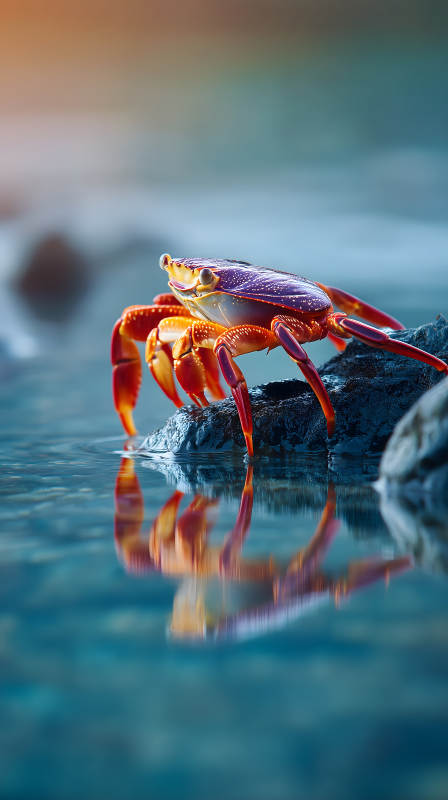 螃蟹戏水色彩绚丽图片