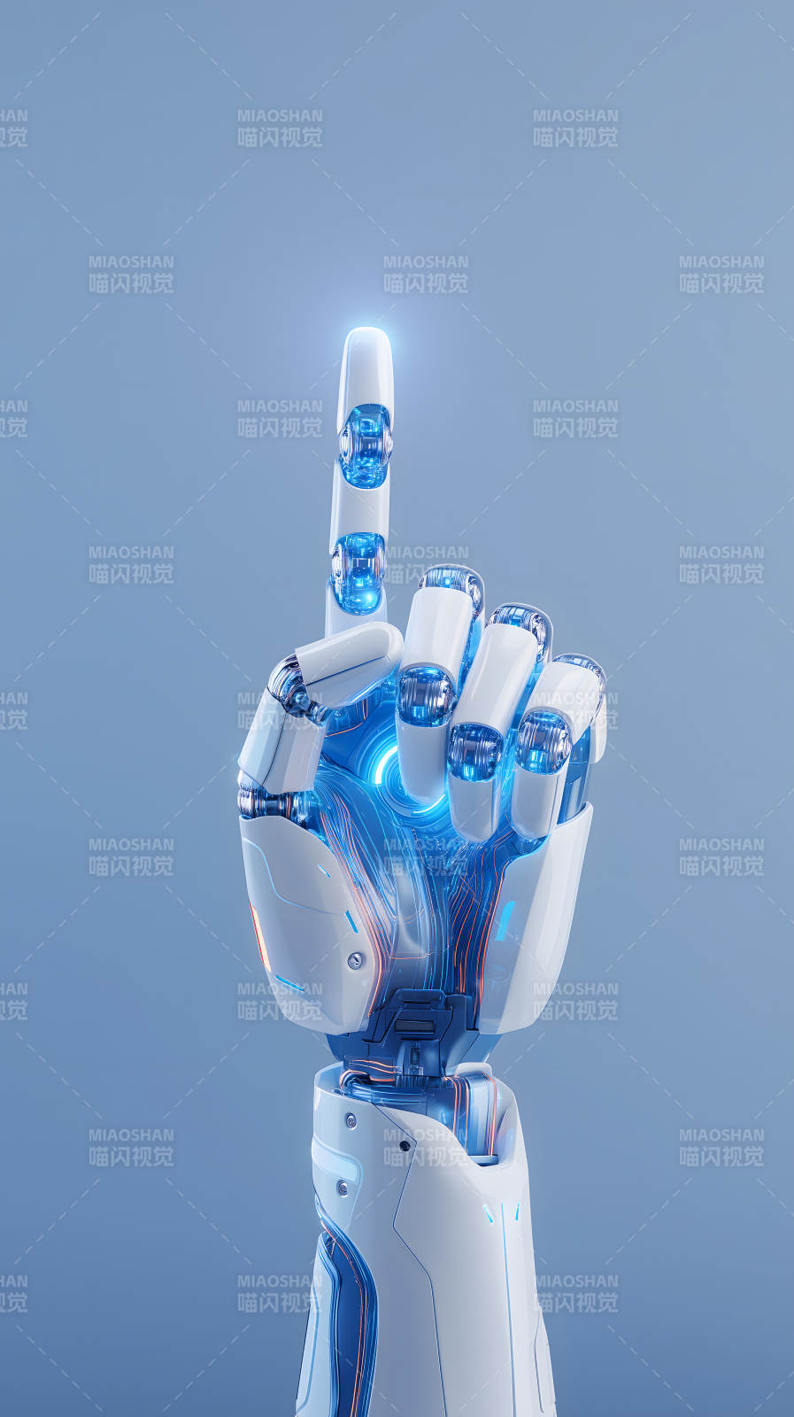 机器人手臂指向天空图片