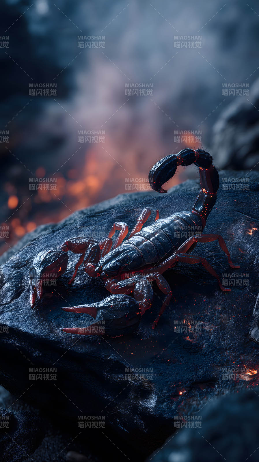 火焰蝎子岩石场景图片