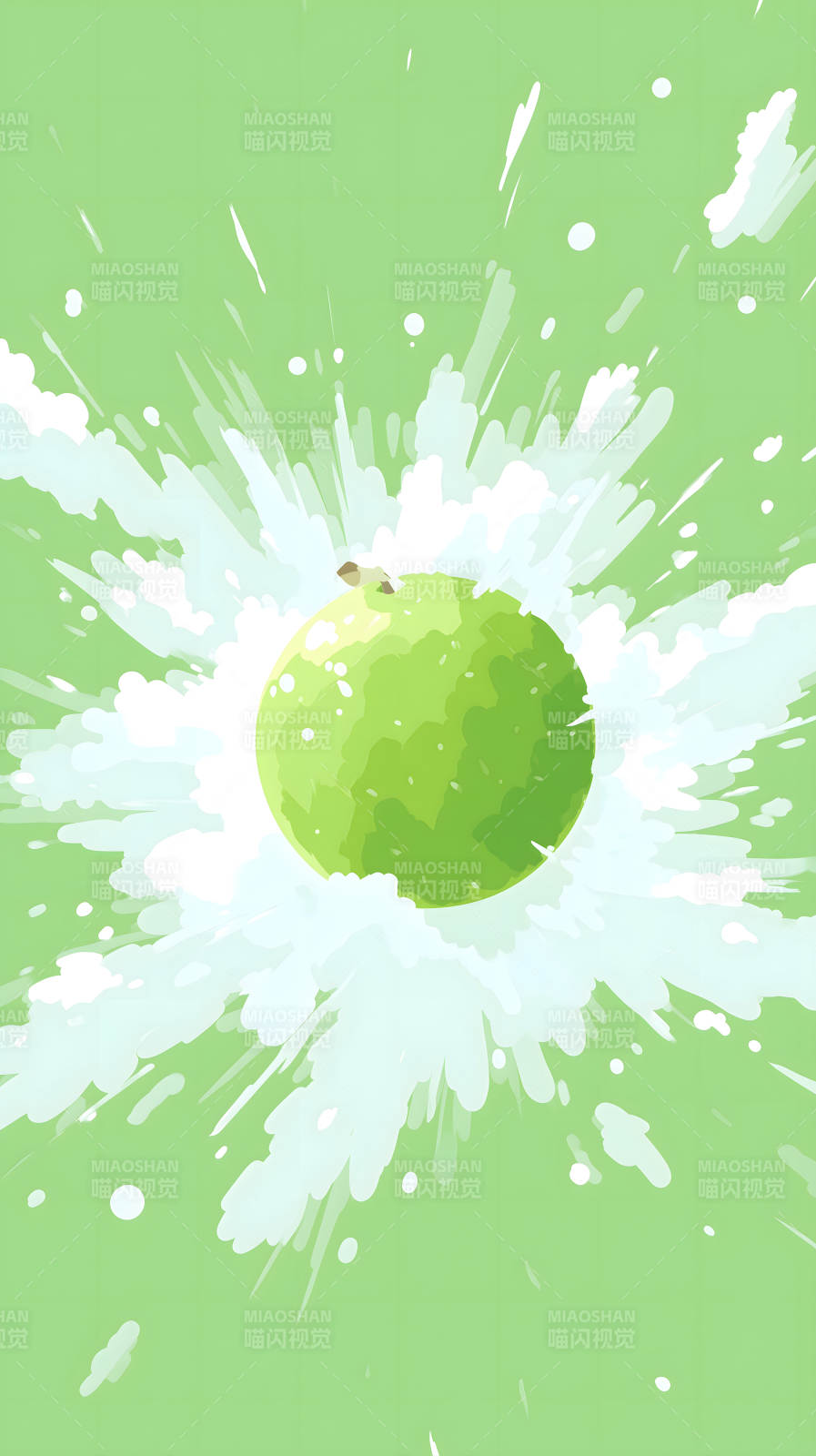 青苹果炸裂四溅效果图片