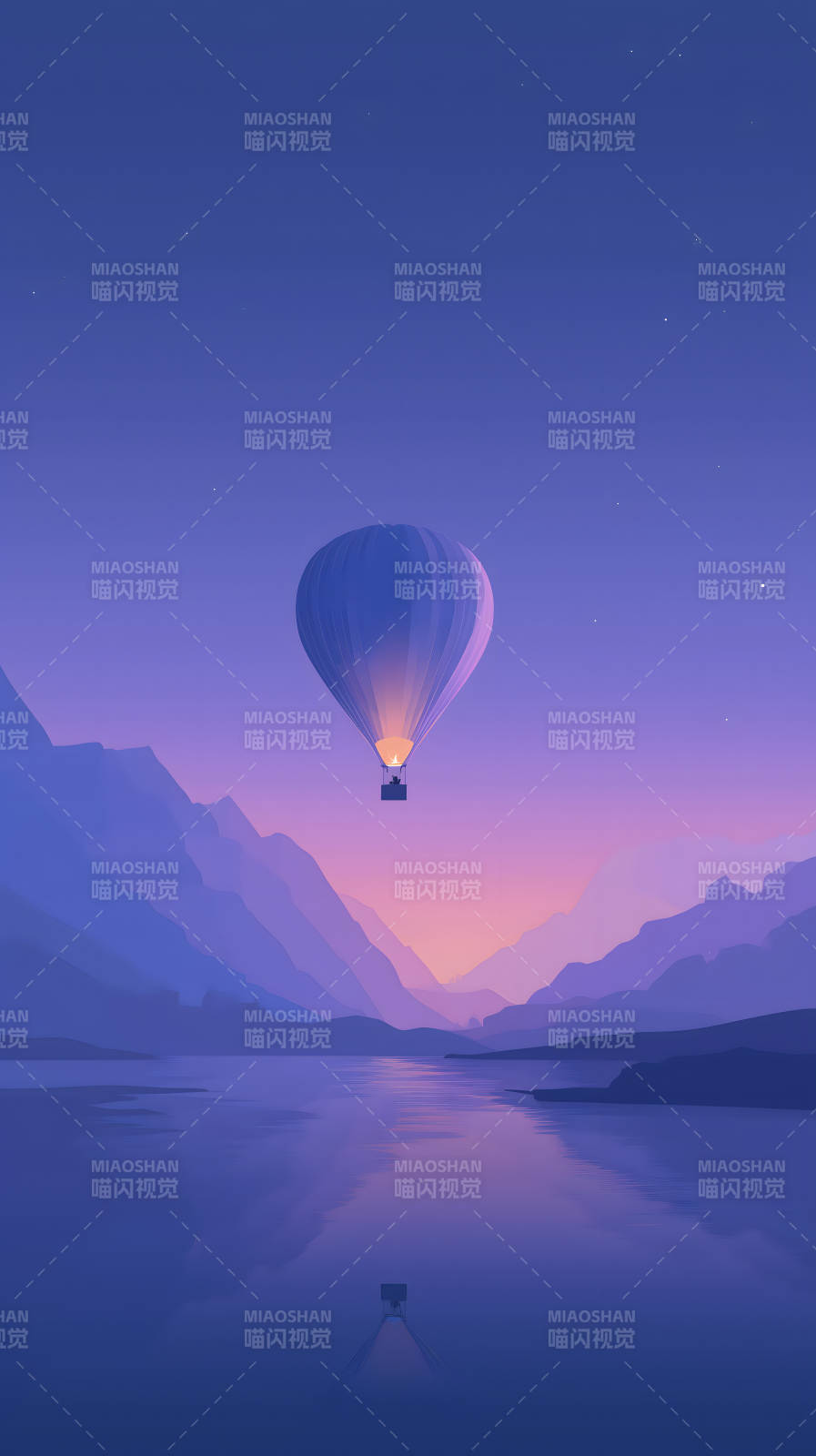 夜空热气球飞翔图片