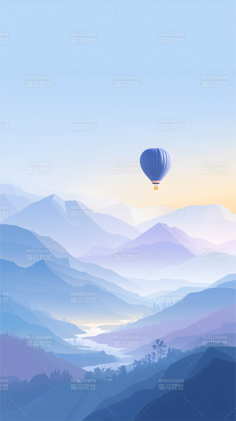 山峦气球意境优美图片