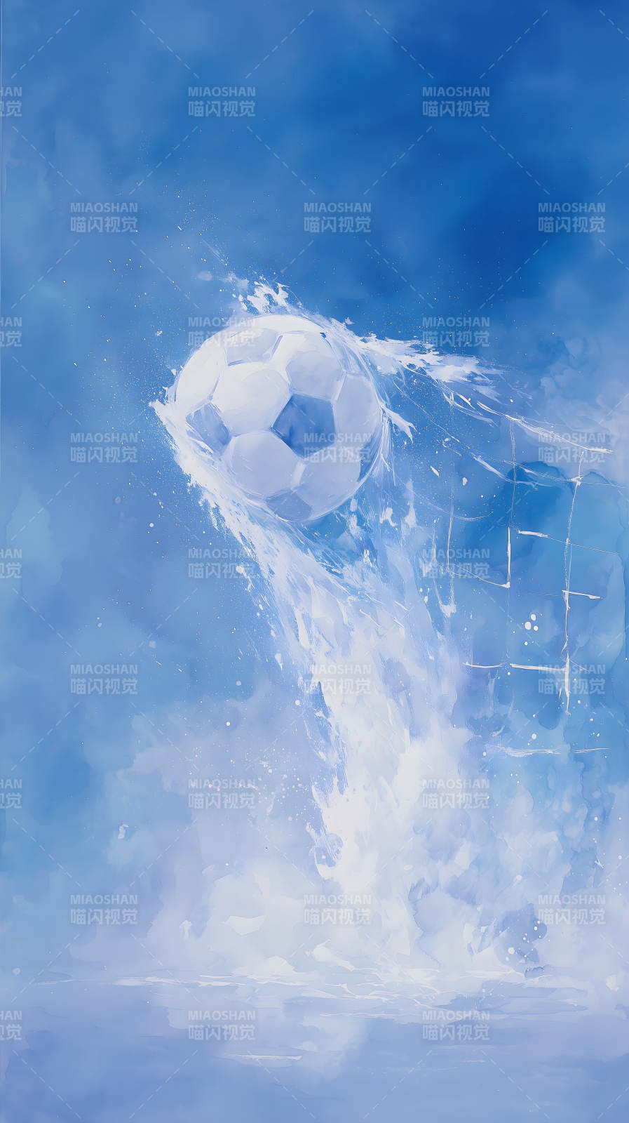 足球进网冰封瞬间图片