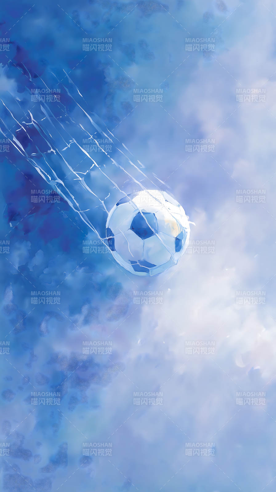 蓝天足球飞驰的瞬间图片