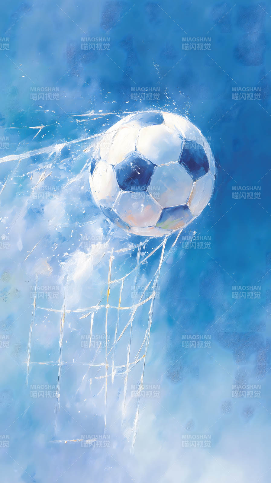 球进门蓝色水彩画图片