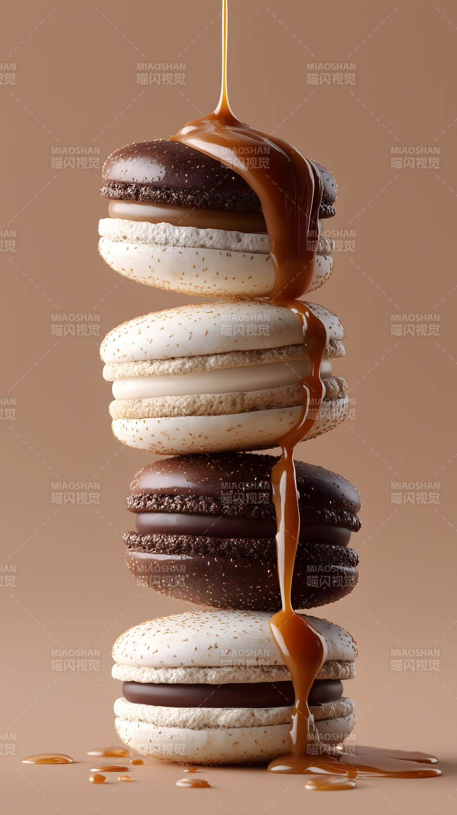 马卡龙淋酱甜点图片