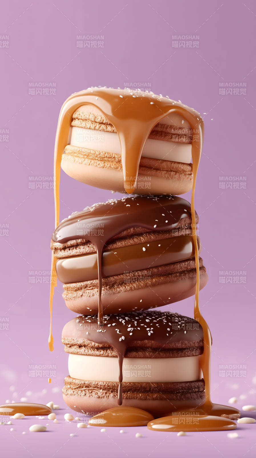 马卡龙淋酱创意甜品图片