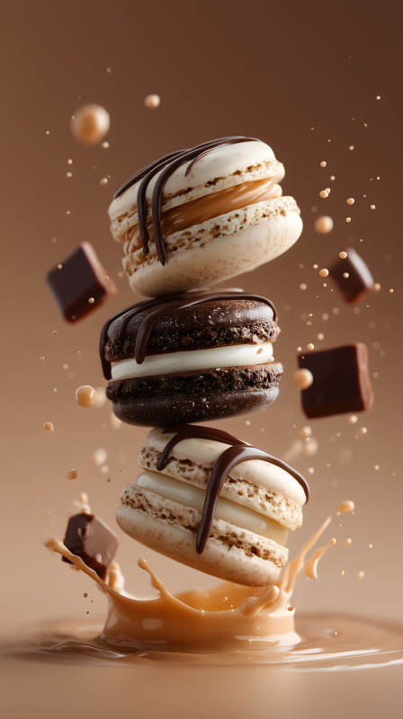 巧克力马卡龙飞溅图片