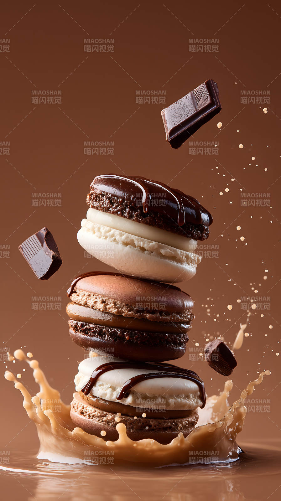 巧克力马卡龙堆叠图片