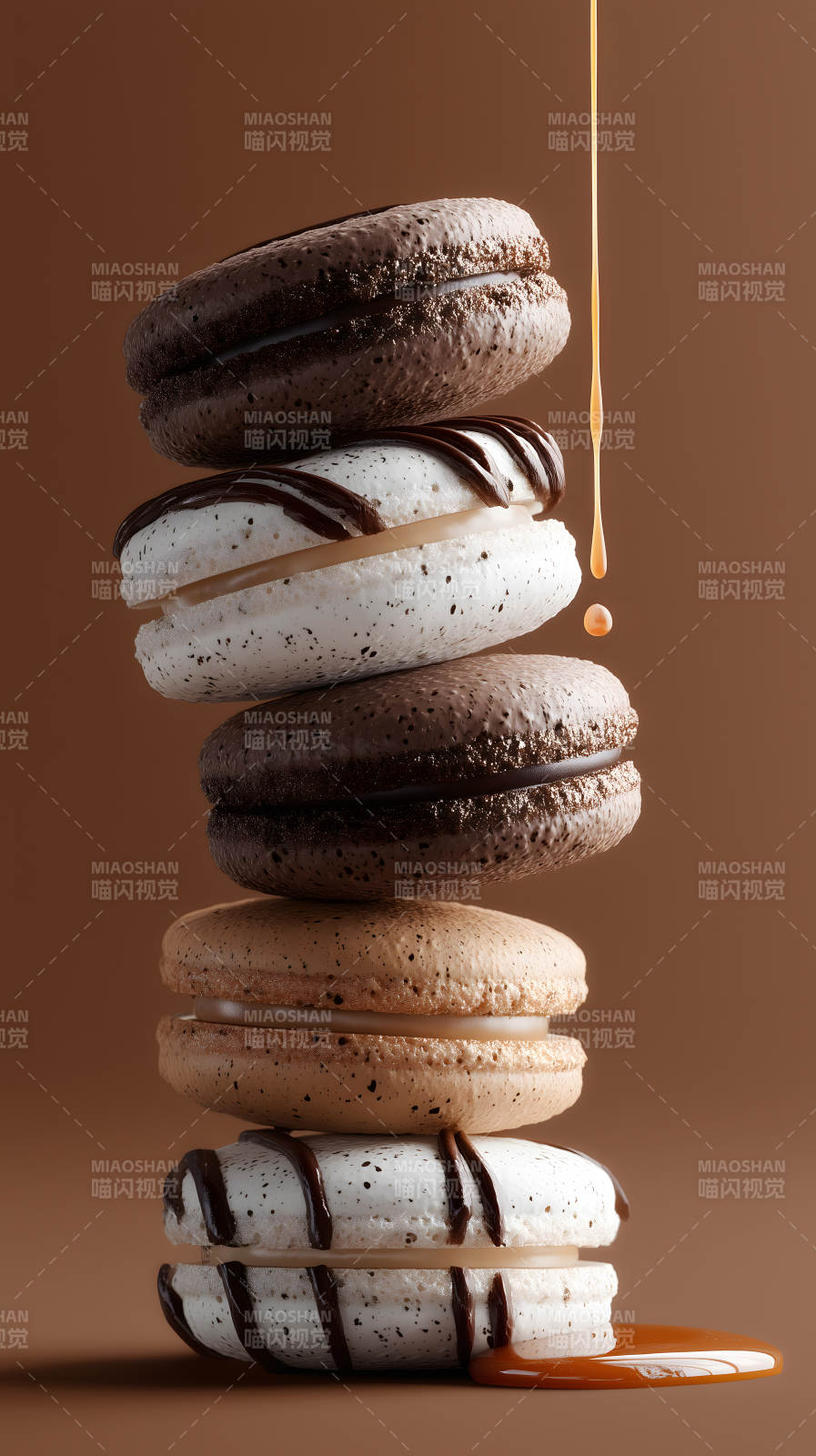 马卡龙堆叠与流淌图片