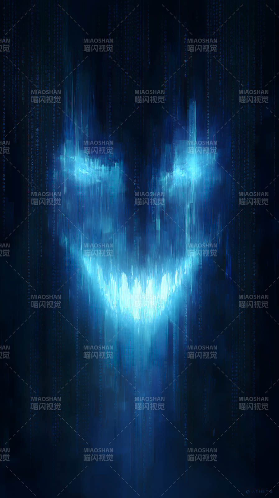 蓝光笑脸代码矩阵图片