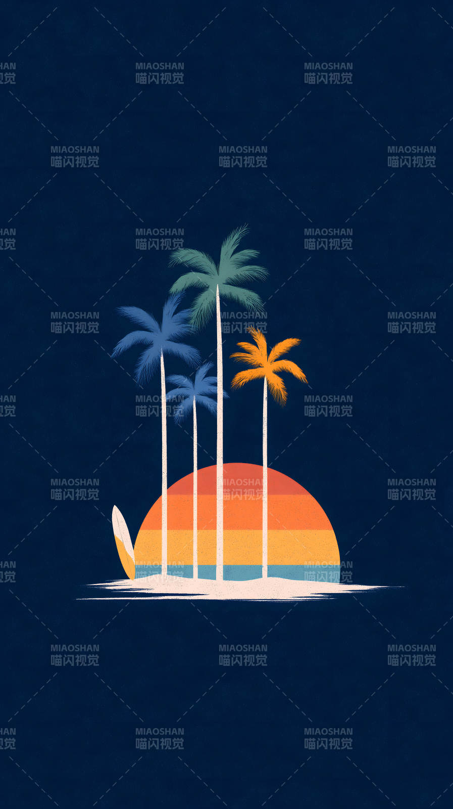 海滩夕阳棕榈树图片