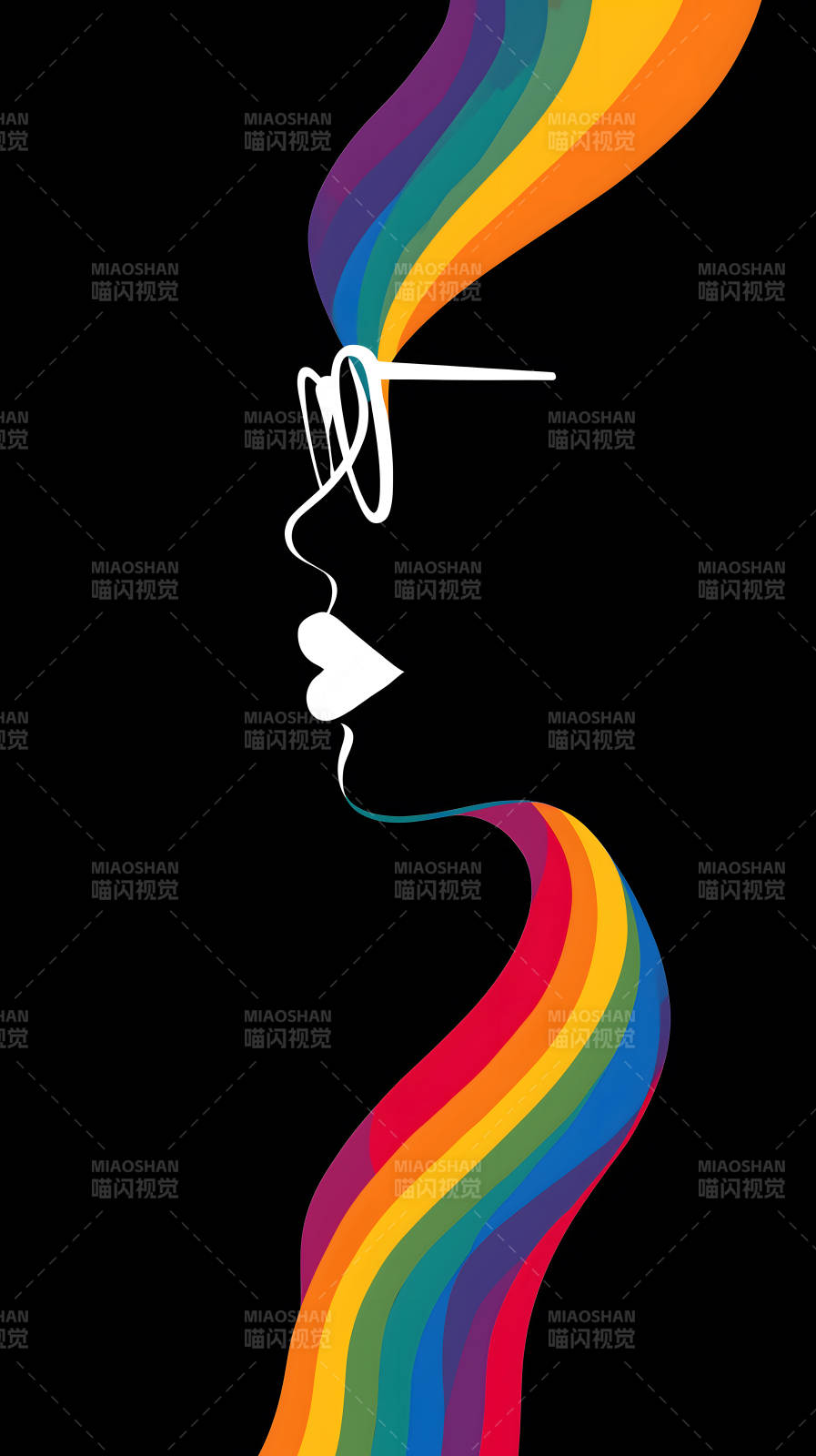 彩虹女人黑背景图片