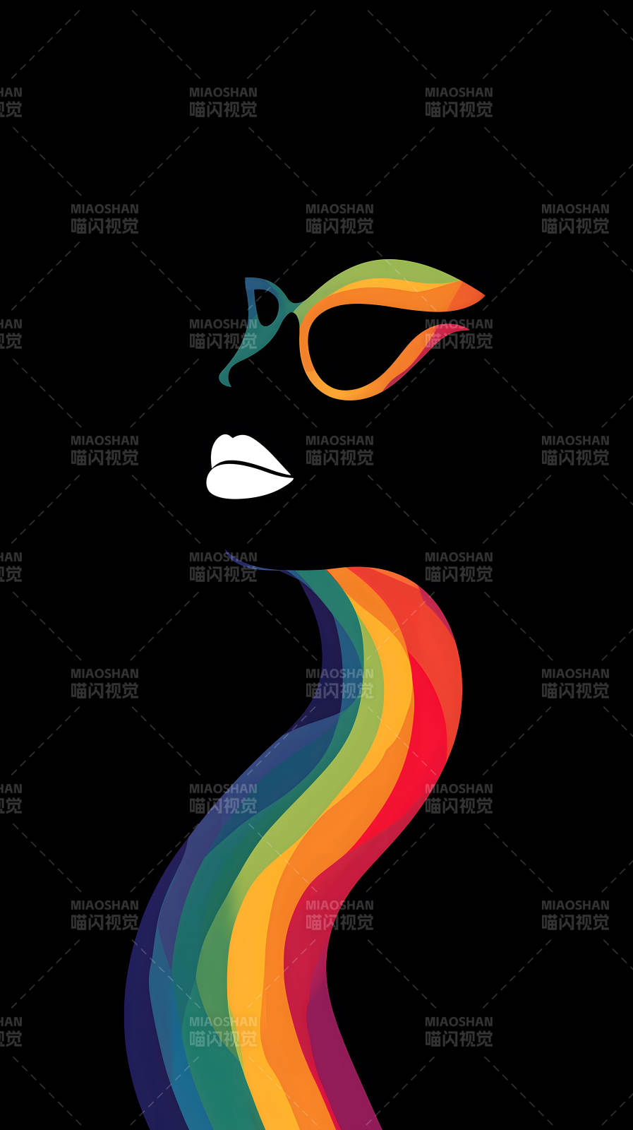 彩虹女性剪影图片