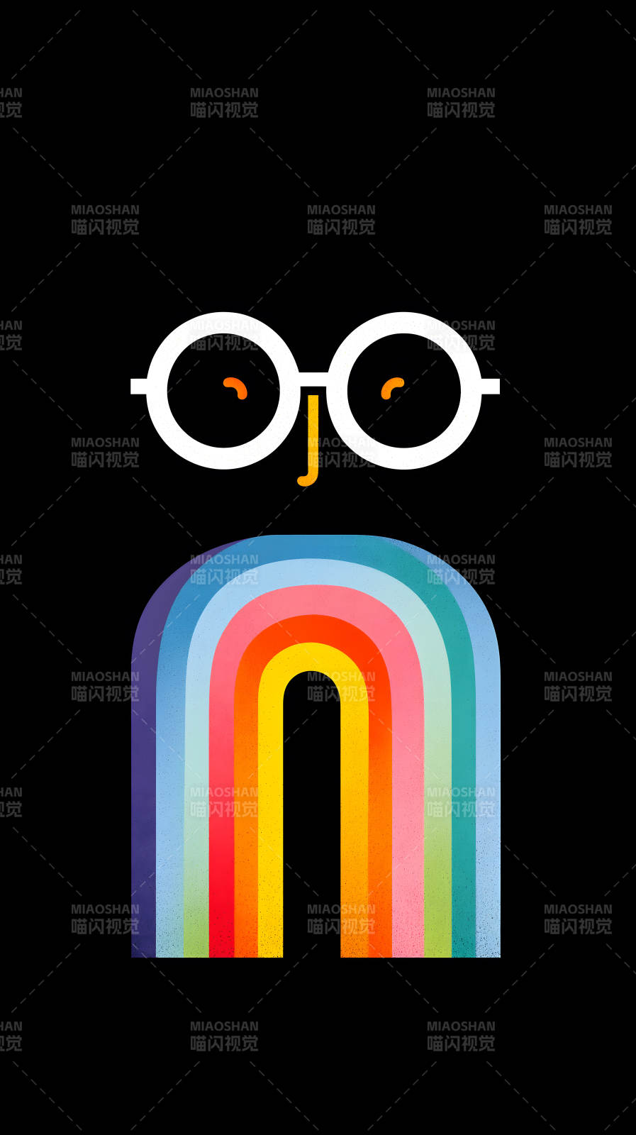 戴眼镜的彩虹人图片