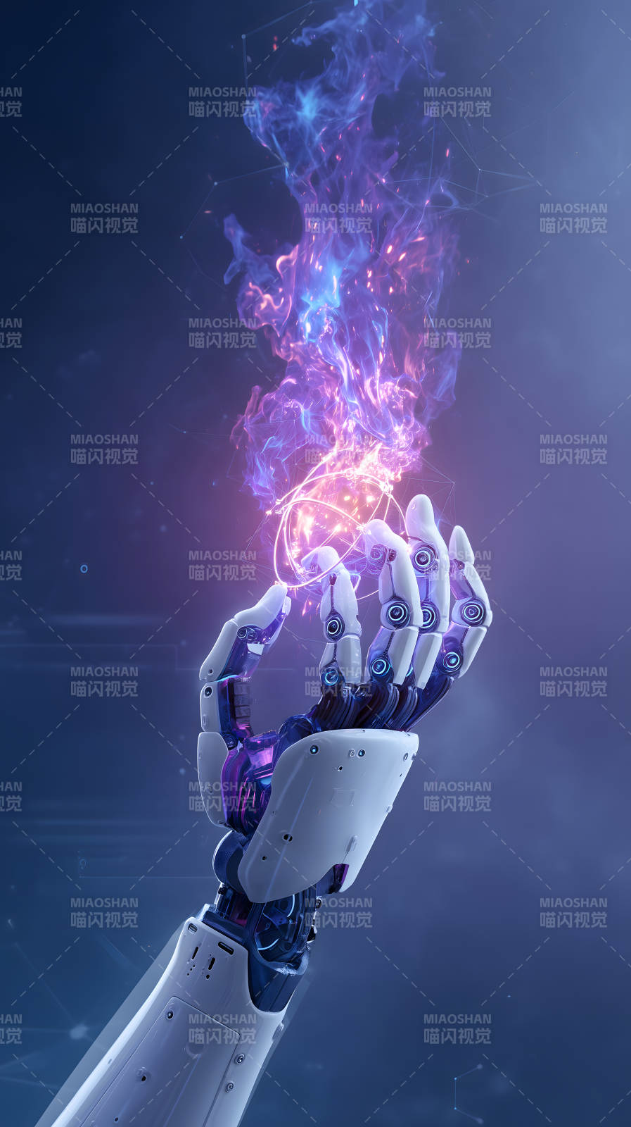 机械手与火焰能量图片