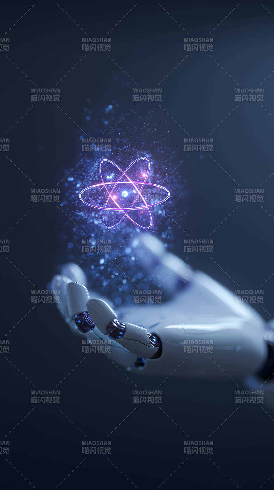 机器人手持原子模型图片