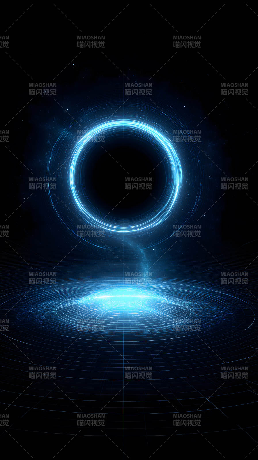 蓝色空间黑洞景象图片