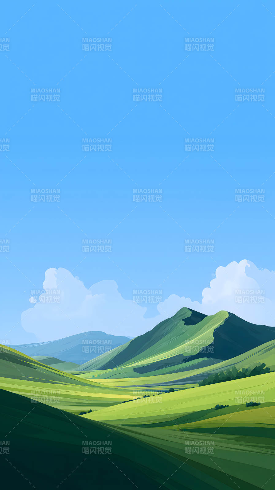 青山绿野晴空万里图片