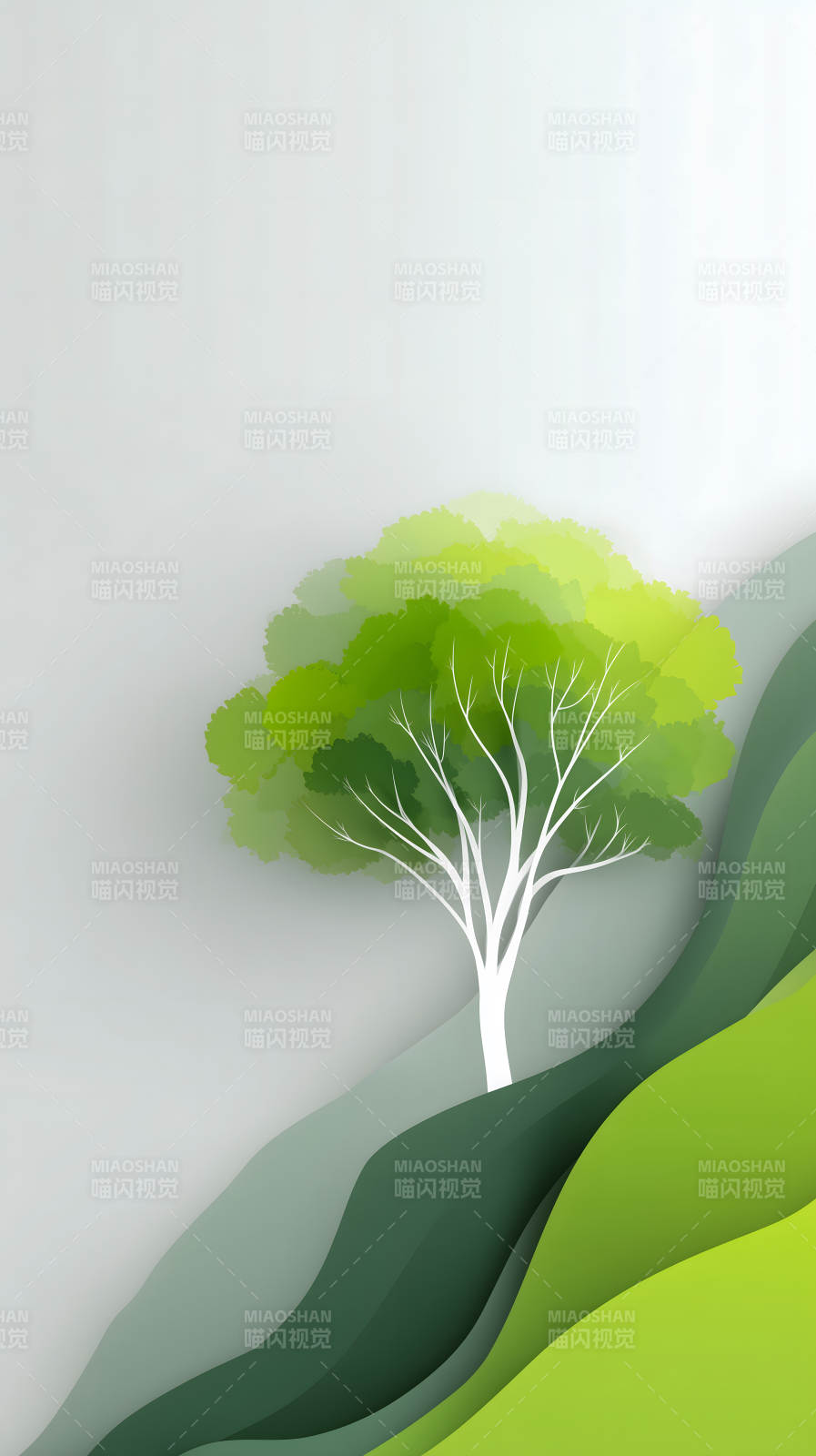 绿树剪影自然风景图片