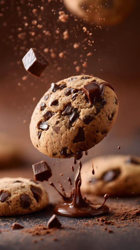 巧克力饼干飞溅图片