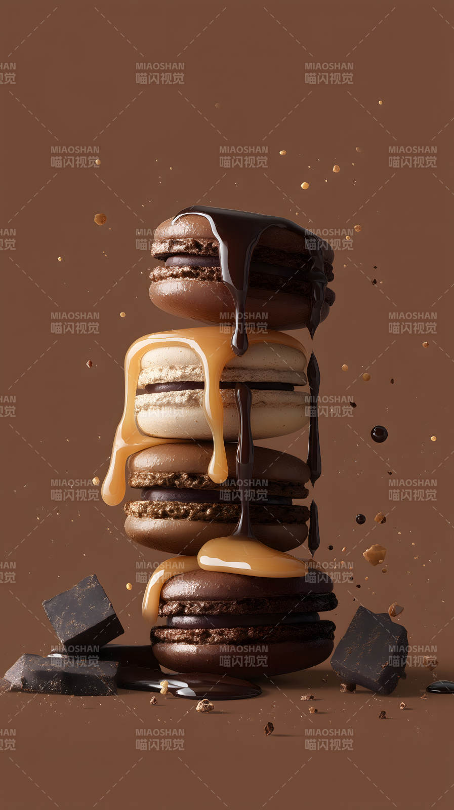 巧克力马卡龙诱人美食图片