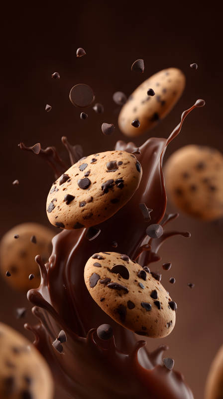 巧克力饼干飞溅图片