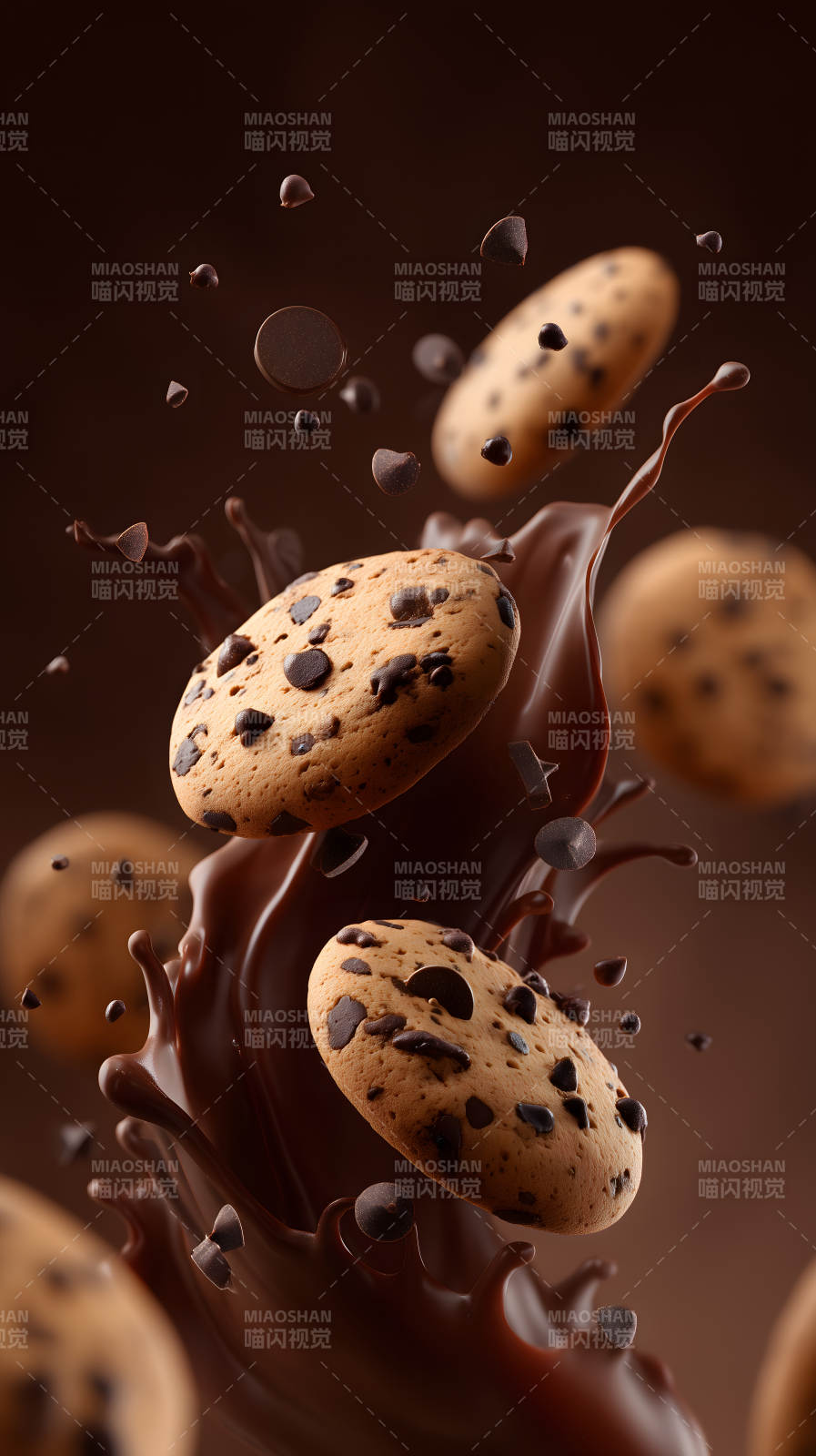 巧克力饼干飞溅图片