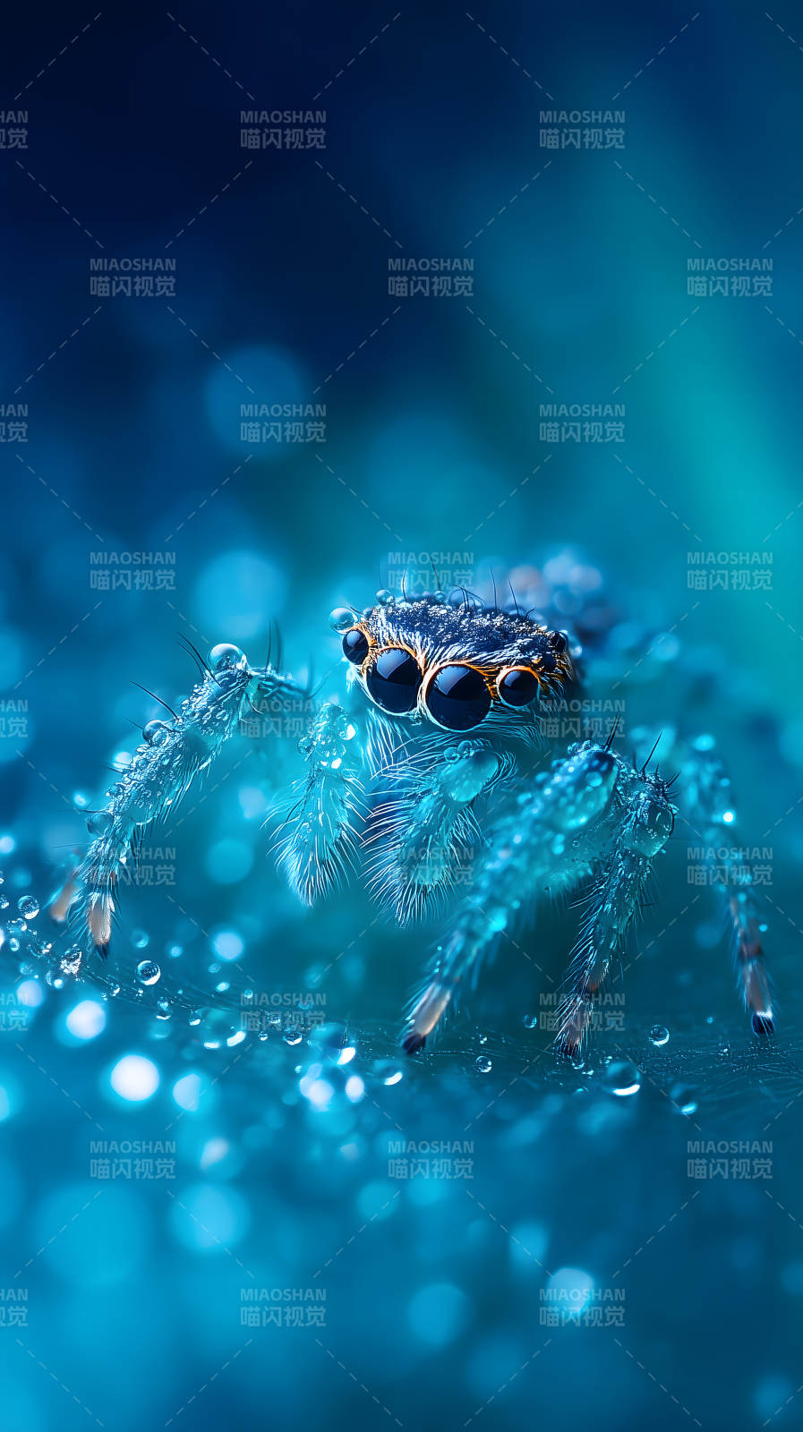 雨中跳蛛特写图片