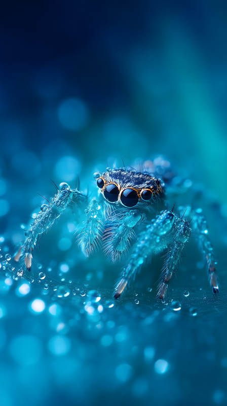雨中跳蛛特写图片