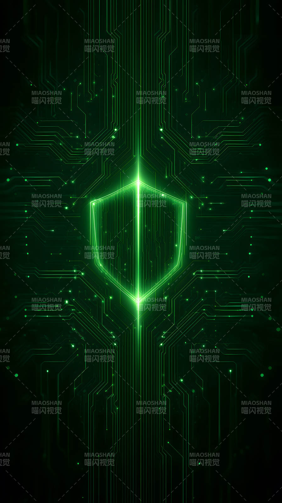 绿色电路盾牌图片