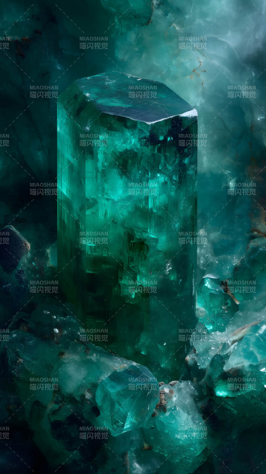 绿宝石晶体特写图片