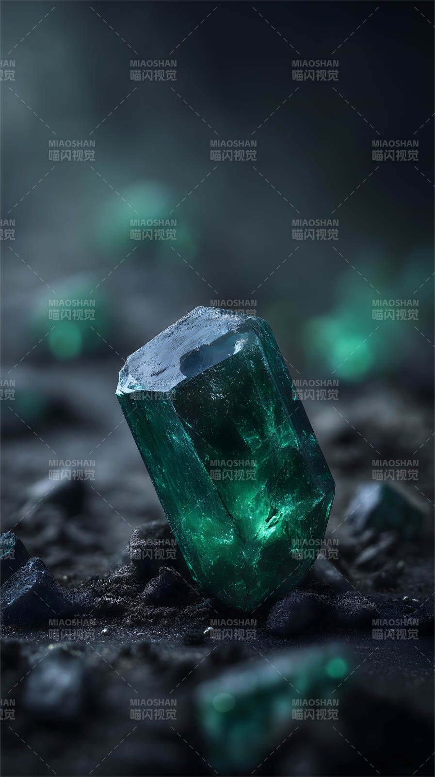 翠绿晶体岩石质感图片