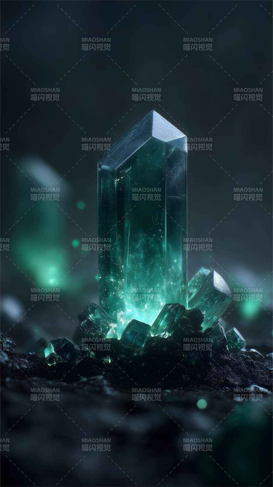 发光的绿色水晶图片