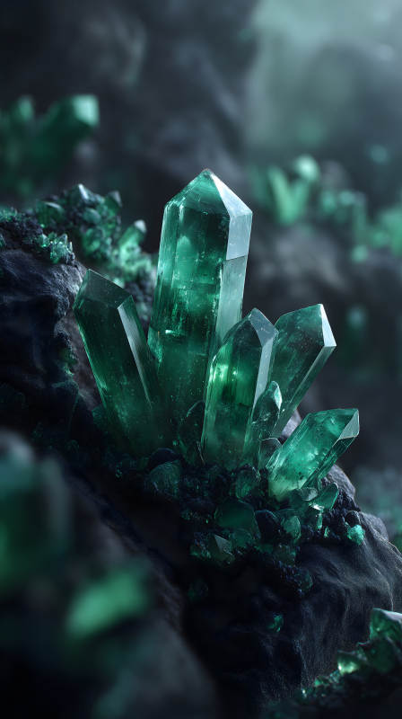 翠绿晶体岩石之美图片