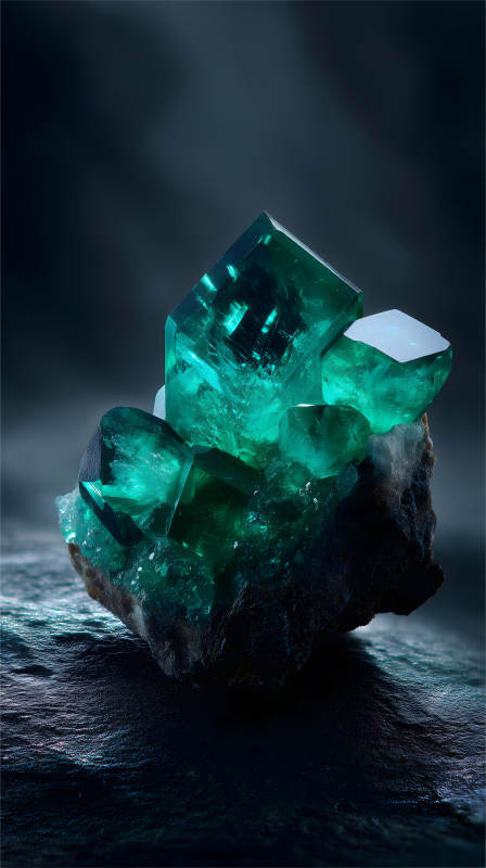 碧绿晶体矿石特写图片