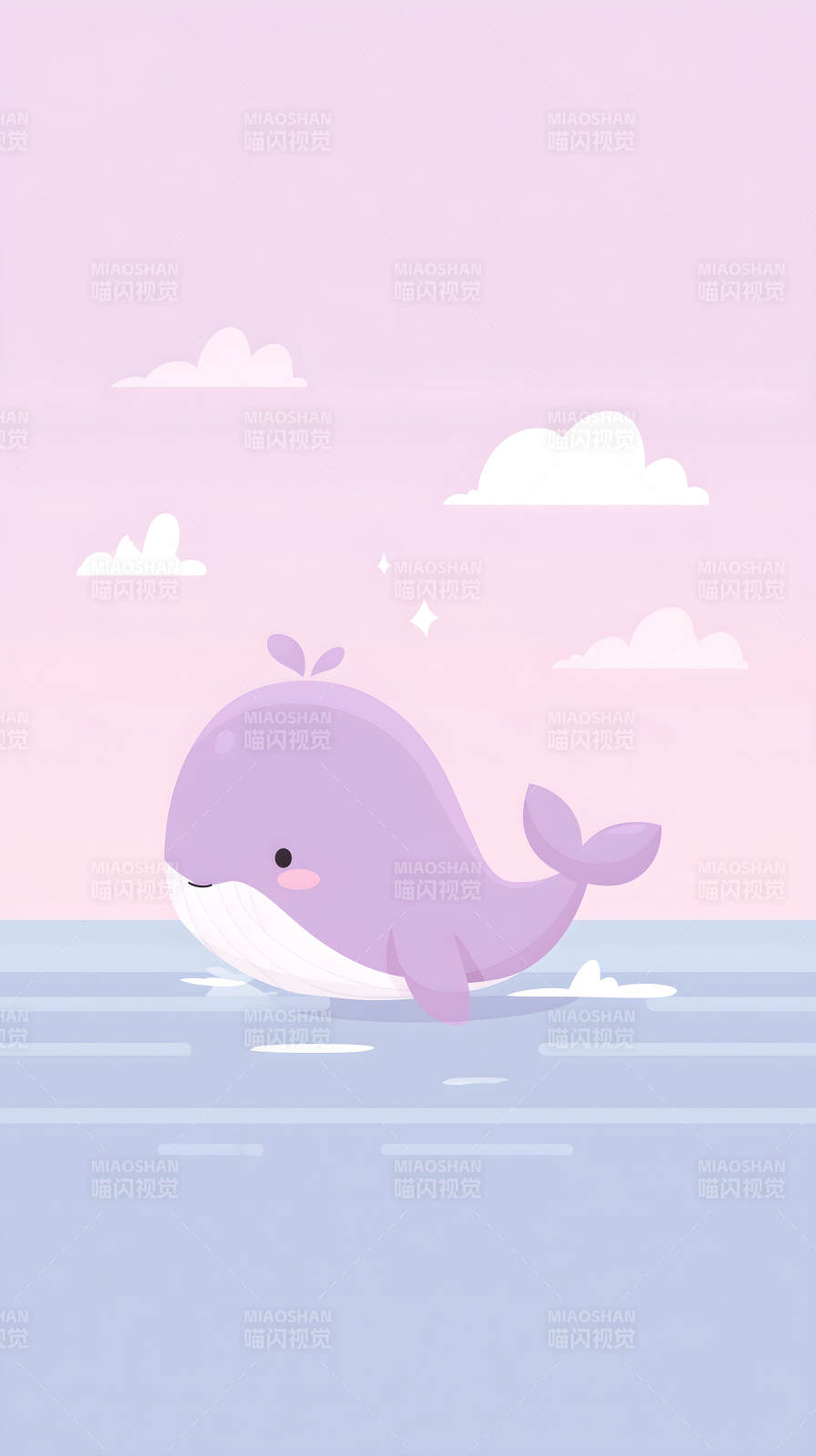 可爱鲸鱼卡通插画图片