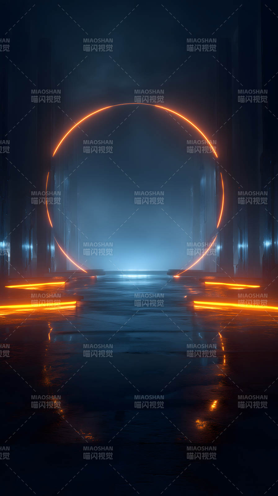 未来空间橙色光圈图片