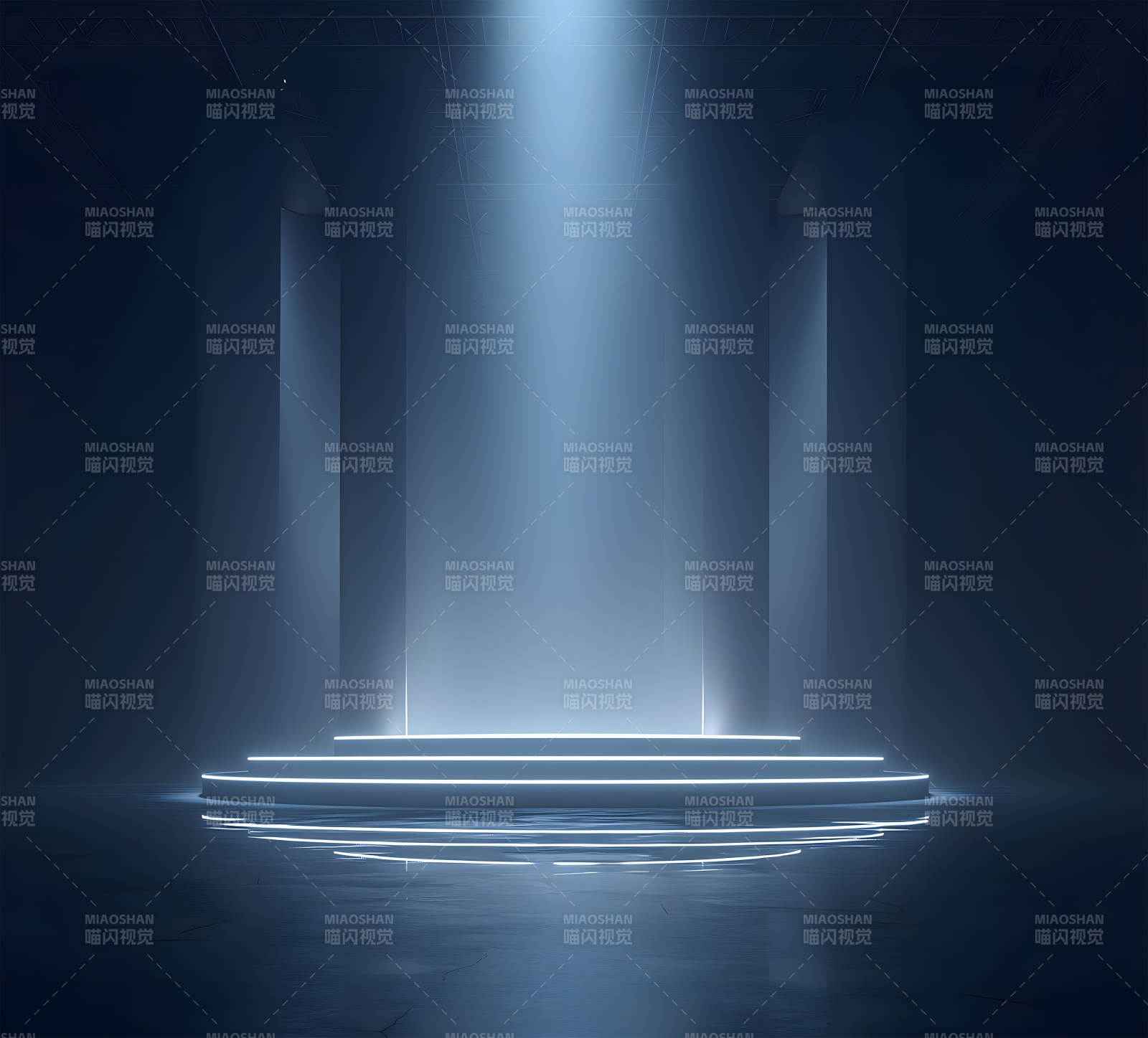 舞台灯光渲染深蓝色调氛围感图片