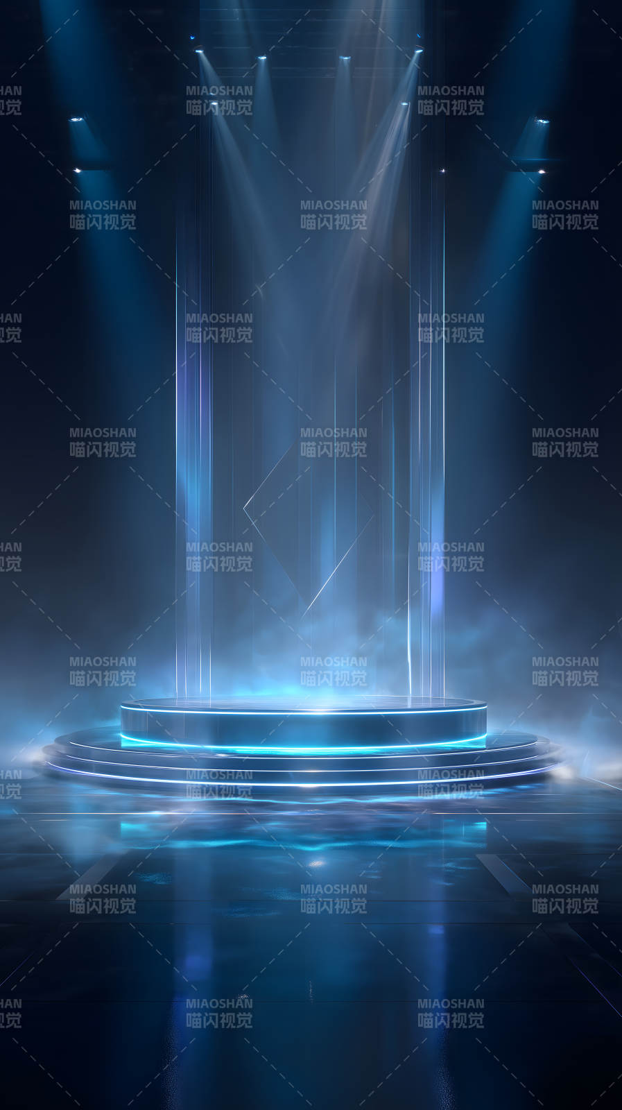 未来舞台蓝色光柱图片